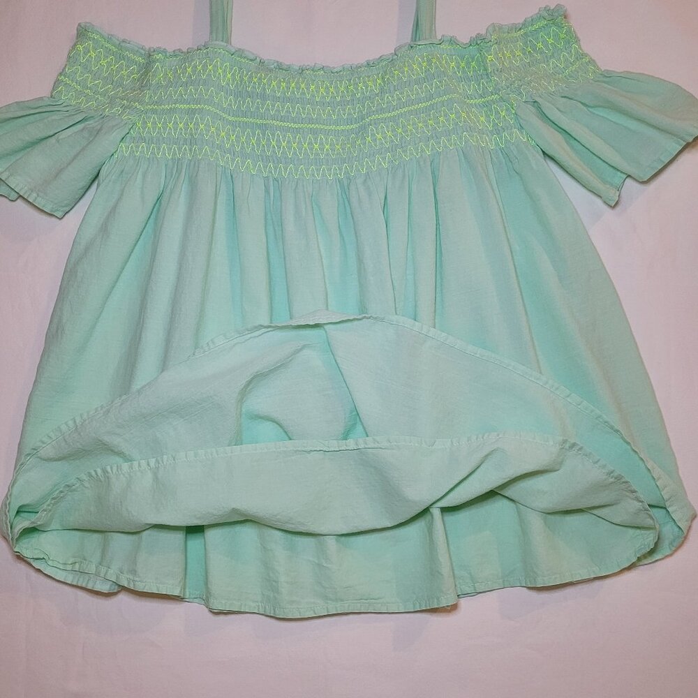 Cat & Jack Bootcut Jeans Medium Wash Mint Green Off-Shoulder Smocked Top Boho - Picture 14 of 16